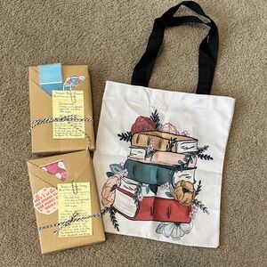 Blind Date with a Book Floral Book Stack Tote Bag gift set